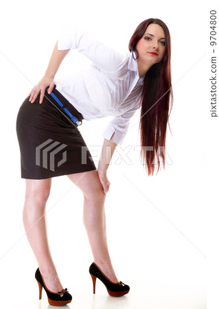 Woman straight long hair make-up posing 9704800