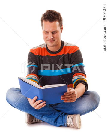 male student reading a book preparing for exam isolated male student reading a book preparing for exam isolated 9704873