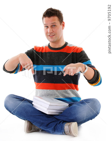 male student offering books isolated 9705192