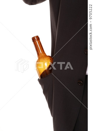 Alcohol addiction concept man with wine bottle 9705222
