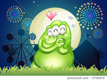 A park with an in-love green monster 9706854