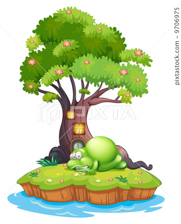 A monster sleeping under the treehouse in the island 9706975