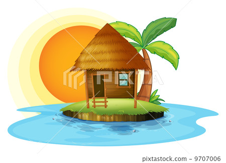 An island with a small hut An island with a small hut 9707006