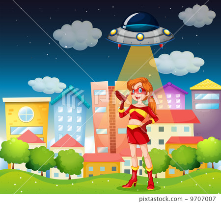 A superhero below the saucer A superhero below the saucer 9707007