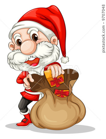 插图素材: santa claus with a brown sack
