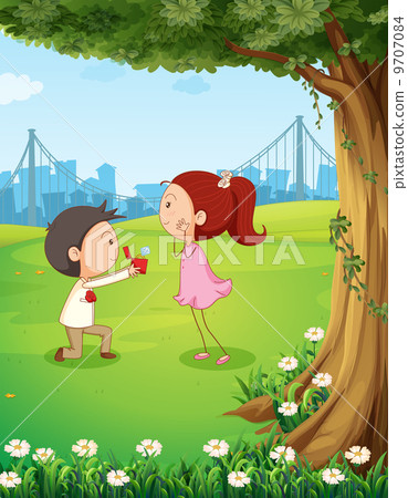 A wedding proposal near the tree A wedding proposal near the tree 9707084