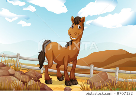 A brown horse near the fence 9707122