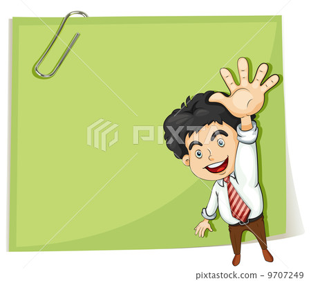 A man making a hand signal in front of the big empty template 9707249