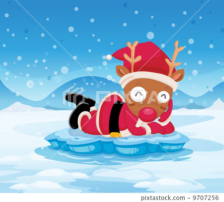 Santa's reindeer above the iceberg 9707256