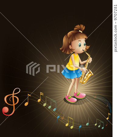 A talented young girl with a saxophone A talented young girl with a saxophone 9707281