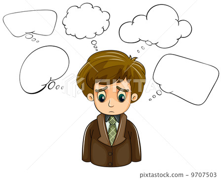 A sad man with a brown coat and empty callouts A sad man with a brown coat and empty callouts 9707503