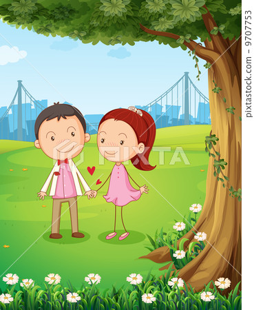 A couple dating near the tree A couple dating near the tree 9707753