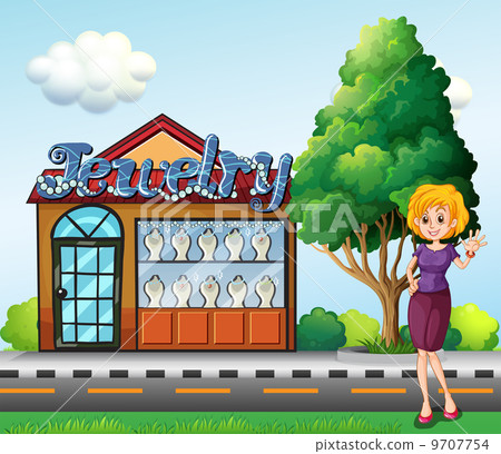 A woman standing across the jewelry shop A woman standing across the jewelry shop 9707754