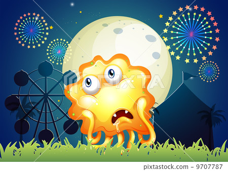 A sad orange monster near the carnival 9707787