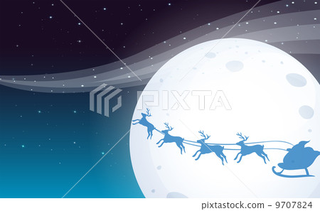 Santa travelling with his reindeers 9707824