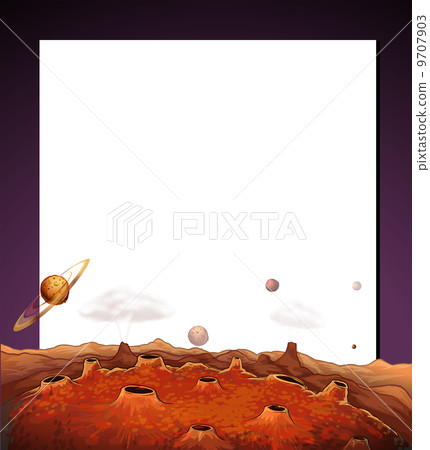A paper template with a view of the outerspace at the bottom A paper template with a view of the outerspace at the bottom 9707903