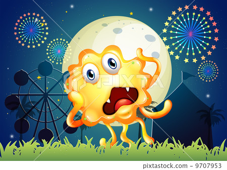A carnival with a shocked orange monster 9707953