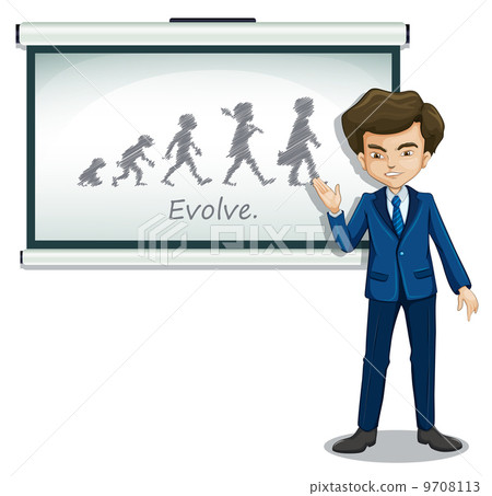 A gentleman explaining the evolution of humans A gentleman explaining the evolution of humans 9708113