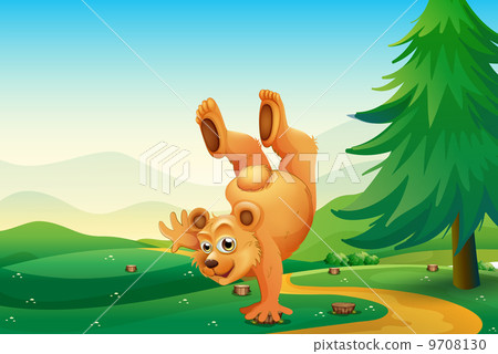 A bear playing with the stumps A bear playing with the stumps 9708130