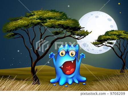 A monster near the tree under the bright fullmoon 9708209