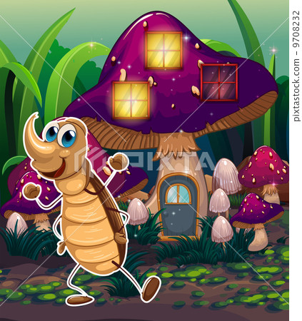 A cockroach near the violet mushroom house 9708232