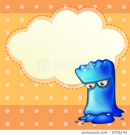 A sad monster with an empty cloud template 9708244