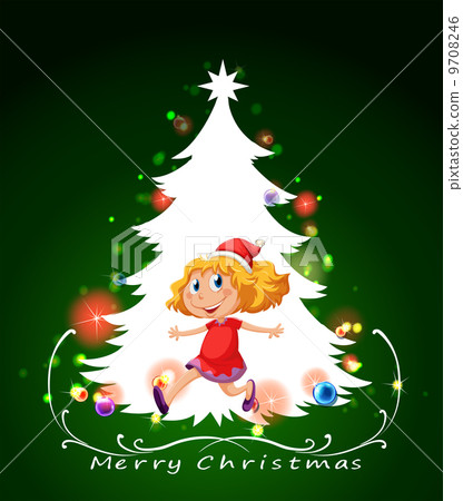 A christmas card template with a happy young girl 9708246