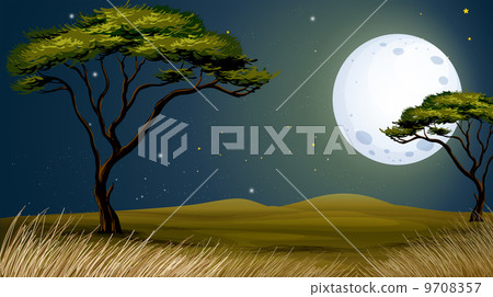 A tree and the bright fullmoon A tree and the bright fullmoon 9708357