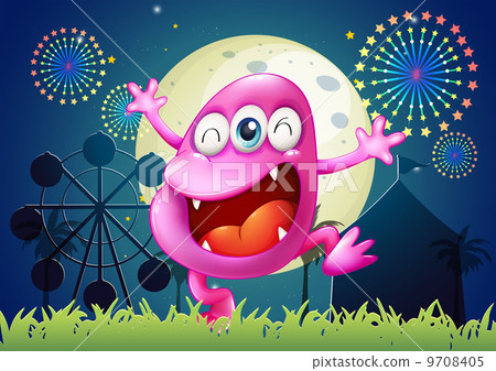 A pink three-eyed monster at the carnival A pink three-eyed monster at the carnival 9708405