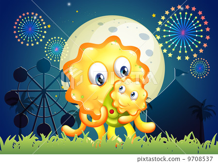 A monster carrying her child at the carnival A monster carrying her child at the carnival 9708537