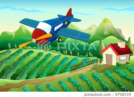 An airplane above the farm An airplane above the farm 9708539