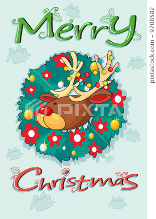 A merry christmas template with a head of a reindeer A merry christmas template with a head of a reindeer 9708582