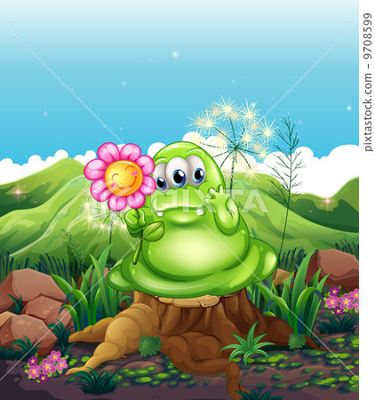 A monster with a flower standing above the stump 9708599