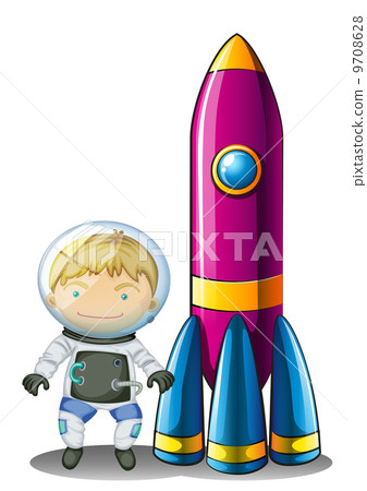 An astronaut beside a rocket 9708628