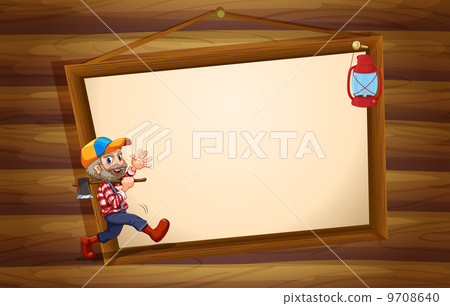 A wooden template with a lumberjack and a lamp A wooden template with a lumberjack and a lamp 9708640