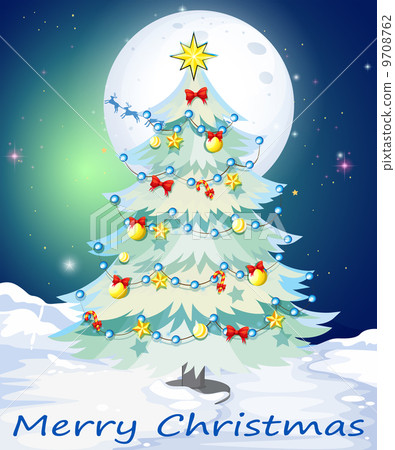 A christmas card template with a white christmas tree 9708762