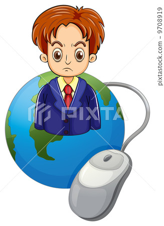 A strict businessman above the globe A strict businessman above the globe 9708919