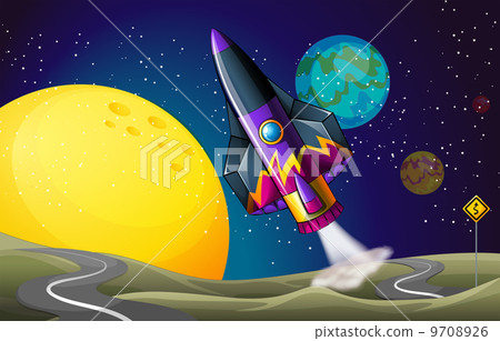 A colorful aircraft near the moon A colorful aircraft near the moon 9708926