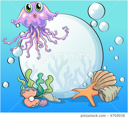 A big pearl and the violet octopus under the sea A big pearl and the violet octopus under the sea 9709036