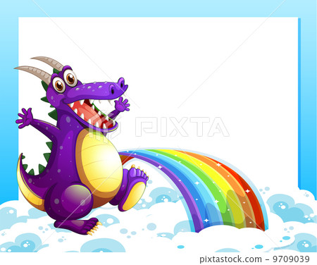 A dragon near the rainbow in front of the empty template A dragon near the rainbow in front of the empty template 9709039