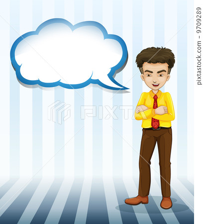 A handsome businessman with an empty cloud template A handsome businessman with an empty cloud template 9709289