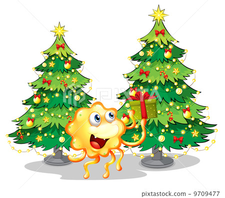 A monster near the two green christmas trees A monster near the two green christmas trees 9709477
