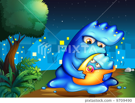 A monster and her child across the village 9709490