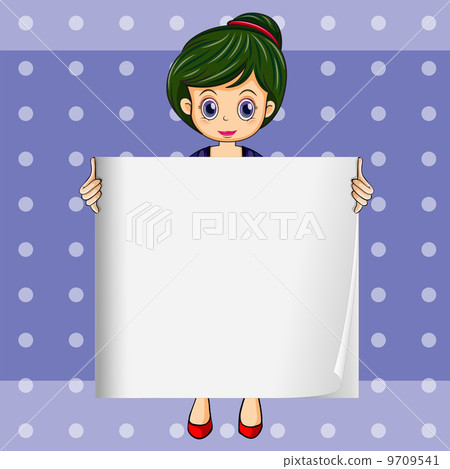 A girl holding an empty signage - Stock Illustration [9709541] - PIXTA