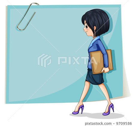 A woman holding a binder in front of the empty signage A woman holding a binder in front of the empty signage 9709586
