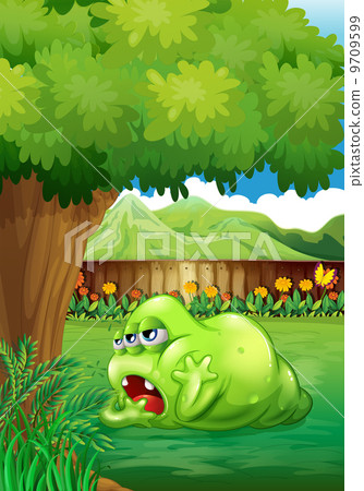 A tired green monster near the tree A tired green monster near the tree 9709599