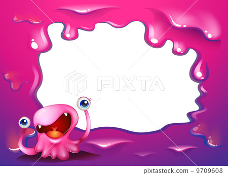 A pink border design with a monster 9709608