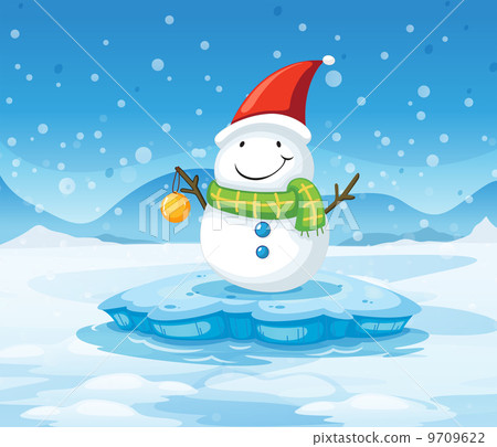 A snowman wearing Santa's red hat - Stock Illustration [9709622] - PIXTA
