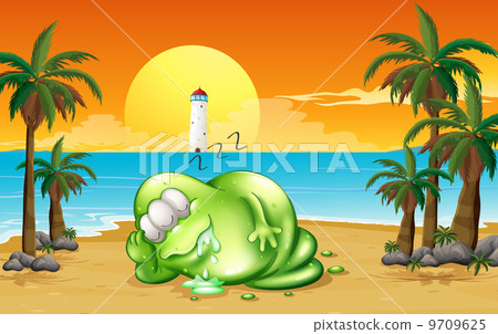 A monster sleeping soundly at the beach A monster sleeping soundly at the beach 9709625