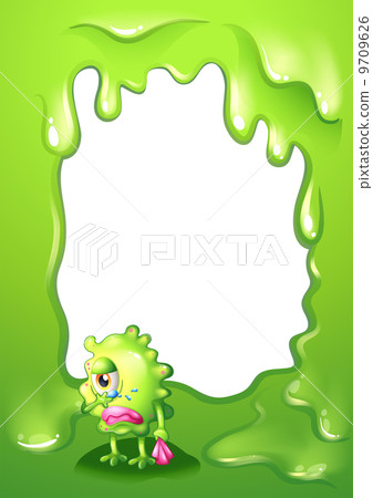 A border design with a green monster in tears A border design with a green monster in tears 9709626